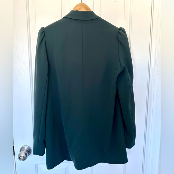 Long Puff Sleeve Boyfriend Blazer - Dark Green Size Medium - Picture 3 of 8